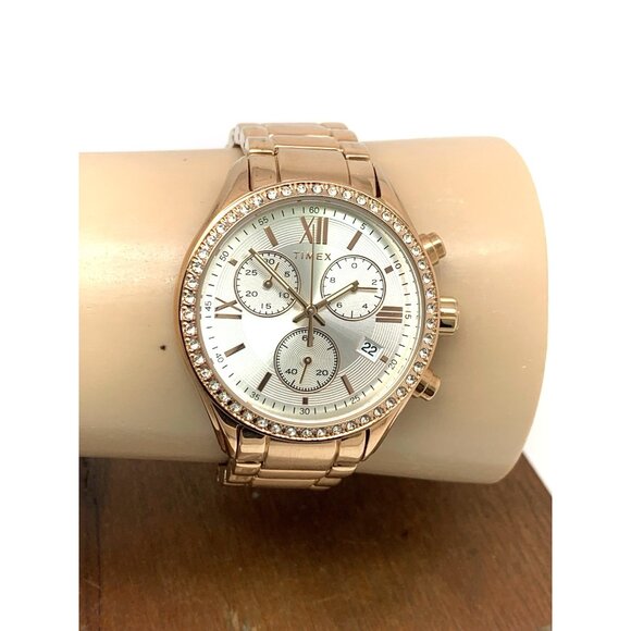 Timex Women's Watch TW2V57900 Quartz Chronograph Silver Dial Rose Gold 38mm - Picture 12 of 15